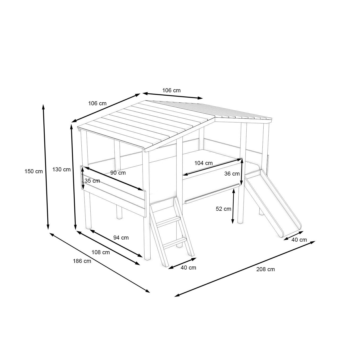 Łóżko domek Cory Antracyt / Sosna (edycja limitowana)