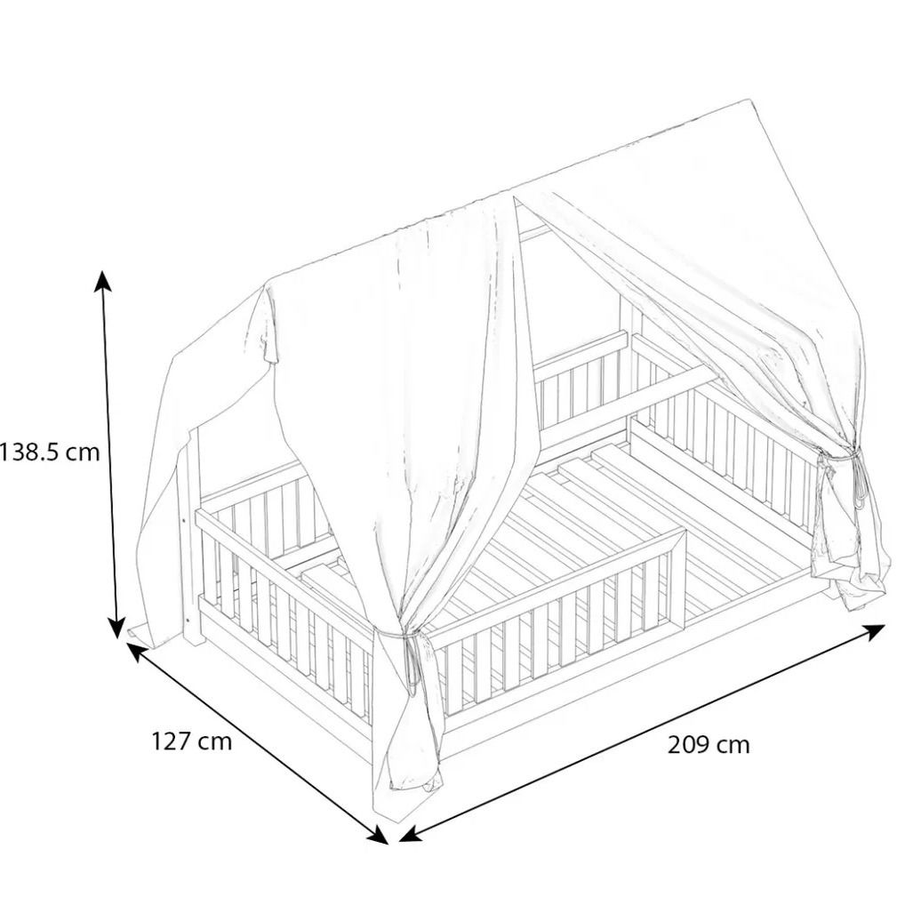 Hausbett Lilly in weiß mit Flachsprossen (120 x 200cm)