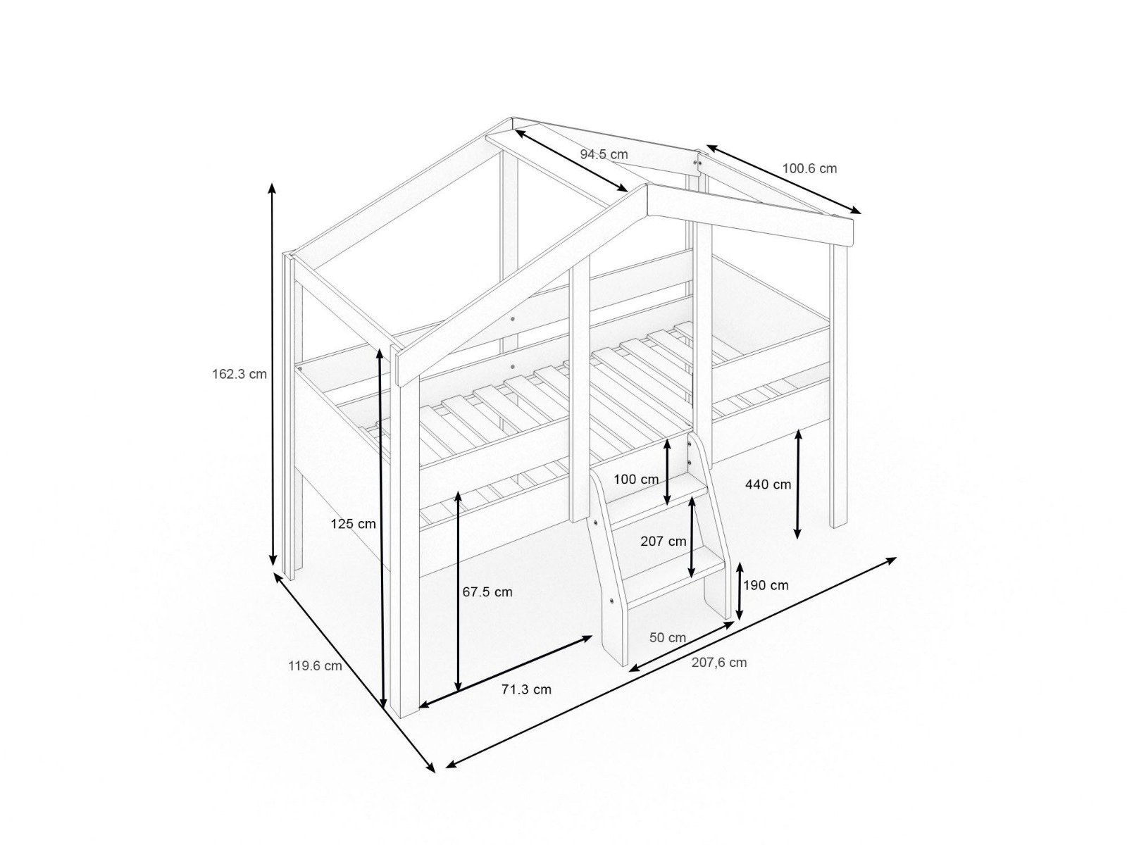 MyHouse Łóżko domek o średniej wysokości