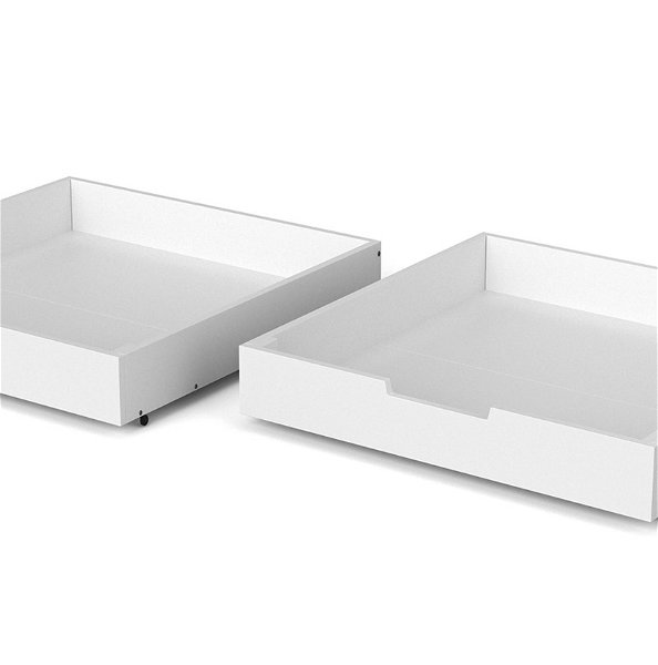 Podwójny zestaw skrzyń na pościel dla łóżek domków (biały)