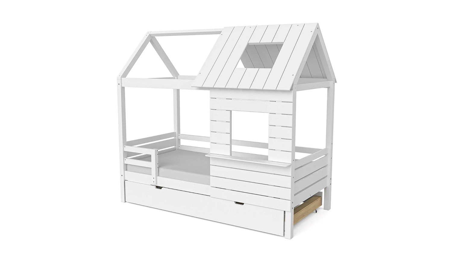 Łóżko domek ArtKid Roxy białe 90 x 200 cm z łóżkiem dla gościa