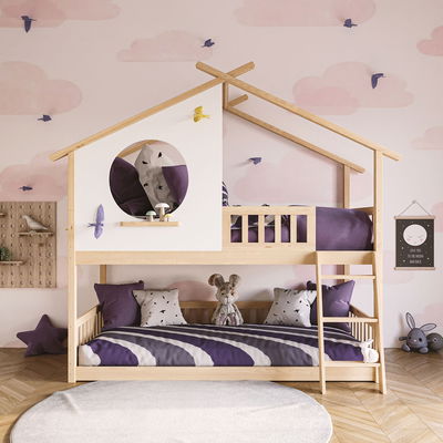 Łóżko piętrowe Klara, biały/naturalny Łóżko piętrowe Klara, biały/naturalny