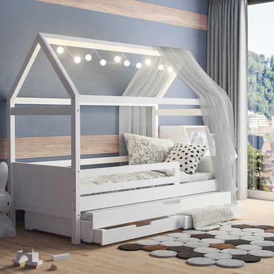 Hausbett Maya mit offenem Dach (inkl. Gästebett u. Bettkasten)  Hausbett Maya mit offenem Dach (inkl. Gästebett u. Bettkasten)