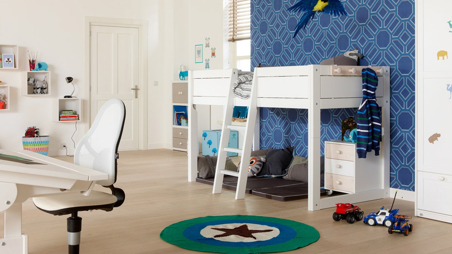 4 in 1 Bett für Betthimmel whitewash mit Rollrost