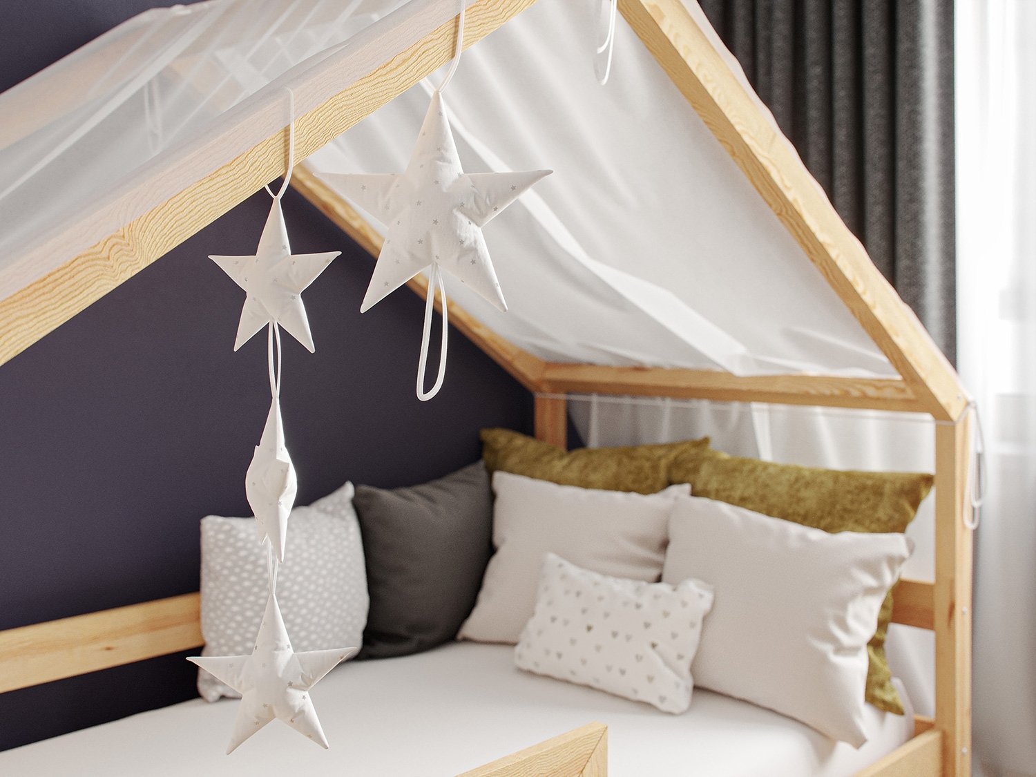 Poduszka dekoracyjna 3 gwiazdki Grey Stars