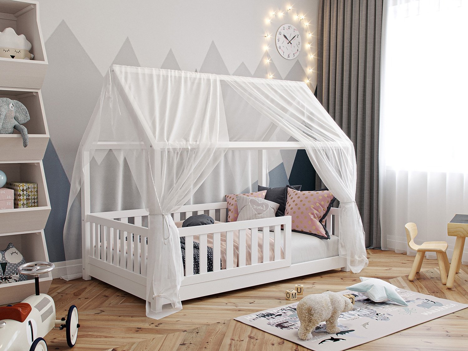 Betthimmel Hausbett Lilly/Sara transparent 90x200 (140x200cm, Przezroczysty)