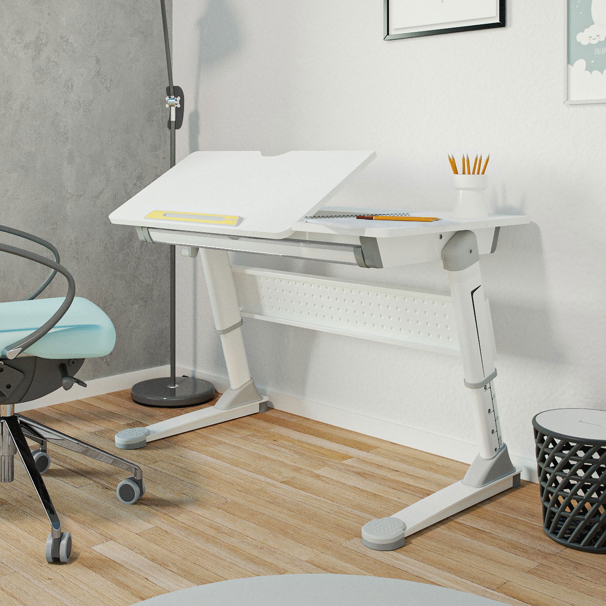 Schreibtisch Luna mit geteilter Tischplatte